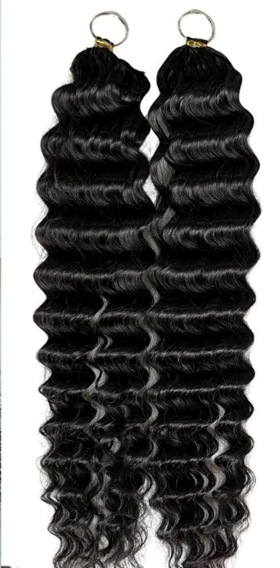 Wholesale 100% human hair Knotless Invisible Feather Crochet Hair Extensions HE-FEH-DW-#1B-16inch 4